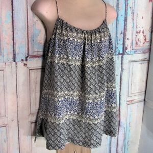 Madewell blue patterned 100% silk tank top